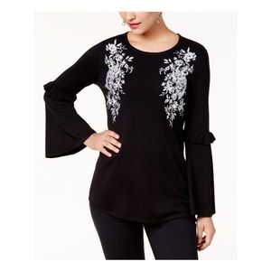Alfani XS Sweater NEW Black Bell Silver Silver Flo